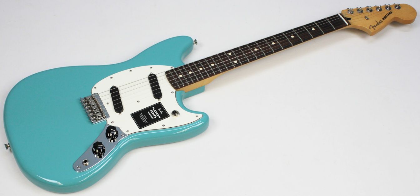 Fender Player II Mustang 2026 - Aquatone Blue front of the whole guitar