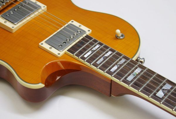 Larrivée RS-4, Larrivée RS4, Larrivée Electric Guitar, RS-4 Amber, Amber Finish, Single Cut Guitar, Flamed Maple Top, Mahogany Body, Mahogany Neck, Rosewood Fingerboard, Set Neck Guitar, Larrivée Humbuckers, TonePros Bridge, Schaller Tuners, CTS Electronics, Luxe Bumblebee Capacitors, Boutique Electric Guitar, Canadian Guitar Maker, Premium Electric Guitar, Dual Humbucker Guitar, Rock Guitar, Blues Guitar, Classic Rock, Vintage Style Electric, 2008 Larrivée, Amber Burst, Single Cutaway, High-End Electric Guitar, Made in Canada, Larrivee RS-4 Amber, Used Larrivée Guitar, Rare Larrivée Electric, Flame Maple Top Guitar, Sustain Rich Guitar, Collector Grade Guitar, Professional Guitar, Electric Guitar 2008