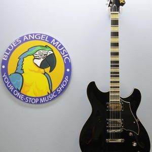 Rivolta Regata VII, Rivolta Guitars, Regata VII, Toro Black, 2021 Rivolta, semi-hollow guitar, electric guitar, offset guitar, dual humbuckers, Brevetto humbuckers, ebony fretboard, mahogany neck, maple body, center block guitar, set neck, 24 frets, boutique guitar, retro style guitar, Korean made guitar, nickel hardware, Tune-O-Matic bridge, stoptail tailpiece, black finish, Rivolta Mondata, Dennis Fano design, Fano inspired guitar, modern vintage guitar, alternative rock guitar, indie guitar, blues guitar, jazz guitar, collectible guitar, premium electric guitar