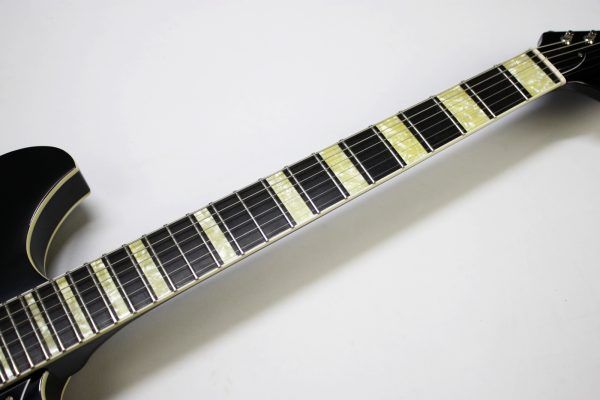 Rivolta Regata VII, Rivolta Guitars, Regata VII, Toro Black, 2021 Rivolta, semi-hollow guitar, electric guitar, offset guitar, dual humbuckers, Brevetto humbuckers, ebony fretboard, mahogany neck, maple body, center block guitar, set neck, 24 frets, boutique guitar, retro style guitar, Korean made guitar, nickel hardware, Tune-O-Matic bridge, stoptail tailpiece, black finish, Rivolta Mondata, Dennis Fano design, Fano inspired guitar, modern vintage guitar, alternative rock guitar, indie guitar, blues guitar, jazz guitar, collectible guitar, premium electric guitar