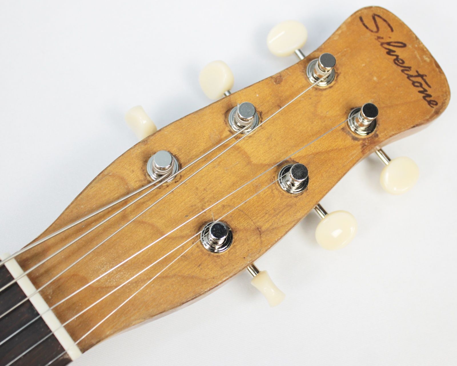 Silvertone U1 1960 - Brown - Bottle Neck Headstock - Amazing Upgrades front of headstock
