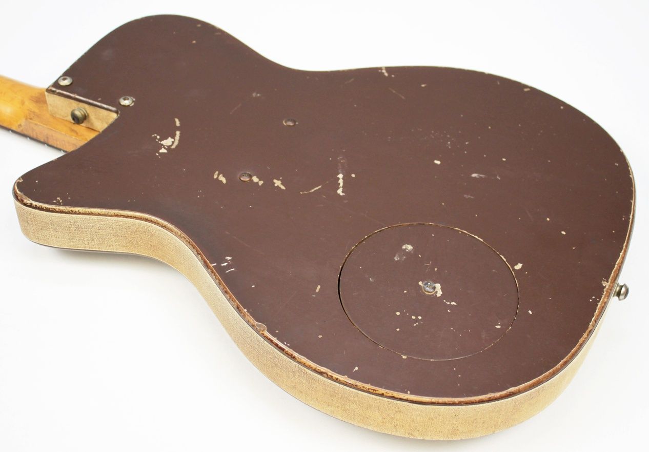 Silvertone U1 1960 - Brown - Bottle Neck Headstock - Amazing Upgrades back of body angled