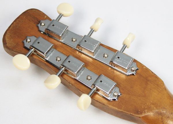 Silvertone U1 1960 - Brown - Bottle Neck Headstock - Amazing Upgrades back of headstock with kluson deluxe tuners