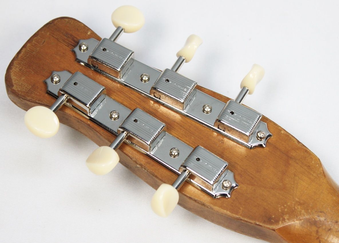 Silvertone U1 1960 - Brown - Bottle Neck Headstock - Amazing Upgrades back of headstock with kluson deluxe tuners