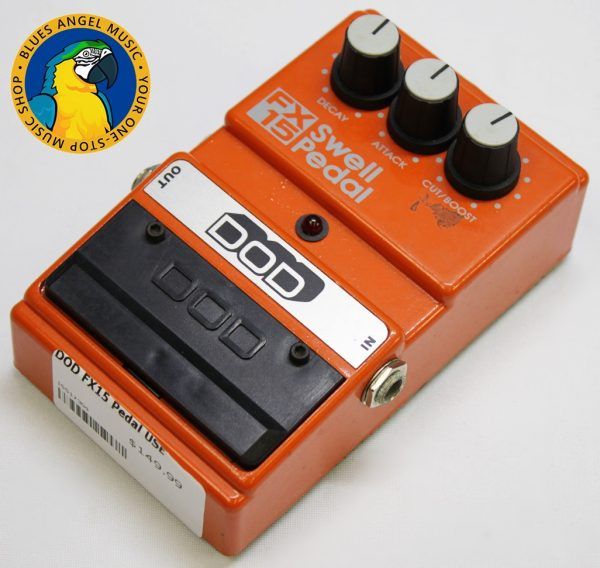 DOD FX15, DOD FX15 Swell Pedal, DOD FX-15, vintage DOD pedal, 1980s guitar pedal, rare DOD pedal, swell pedal, volume swell pedal, reverse guitar effect, violin swell effect, ambient guitar pedal, vintage effects pedal, analog guitar pedal, collectible guitar pedal, DOD effects, made in USA pedal, attack release pedal, cut boost pedal, momentary footswitch pedal, Boss Slow Gear alternative, FX15 orange pedal, guitar effects pedal, vintage stompbox, retro guitar gear, pedalboard collectible, original box included, boxed vintage pedal, 1984 DOD FX15, 1985 DOD FX15, 1986 DOD FX15, discontinued guitar pedal, rare guitar effects pedal, ambient effects, experimental guitar pedal, pedal steel swell effect, vintage DOD FX series