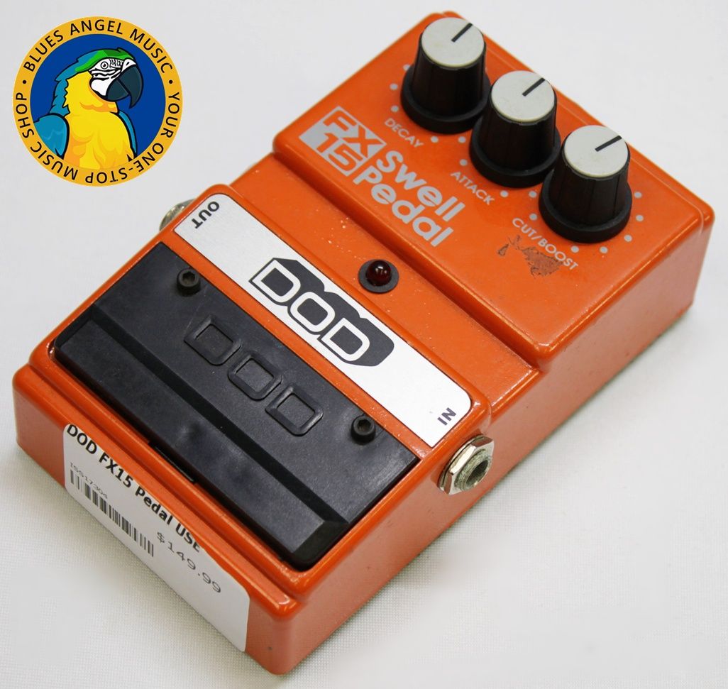 DOD FX15, DOD FX15 Swell Pedal, DOD FX-15, vintage DOD pedal, 1980s guitar pedal, rare DOD pedal, swell pedal, volume swell pedal, reverse guitar effect, violin swell effect, ambient guitar pedal, vintage effects pedal, analog guitar pedal, collectible guitar pedal, DOD effects, made in USA pedal, attack release pedal, cut boost pedal, momentary footswitch pedal, Boss Slow Gear alternative, FX15 orange pedal, guitar effects pedal, vintage stompbox, retro guitar gear, pedalboard collectible, original box included, boxed vintage pedal, 1984 DOD FX15, 1985 DOD FX15, 1986 DOD FX15, discontinued guitar pedal, rare guitar effects pedal, ambient effects, experimental guitar pedal, pedal steel swell effect, vintage DOD FX series