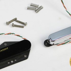 LACE Sensor, Lace Sensor Tele Plus, Lace Sensor Tele Plus 2-Pack, Telecaster pickups, Tele pickup set, Hot Gold pickups, Lace Sensor Hot Gold, noiseless pickups, Tele replacement pickups, black chrome pickups, electric guitar pickups, Fender Telecaster upgrade, single coil replacement, bridge and neck pickup set, made in USA pickups, 2010s guitar pickups mounting hardware