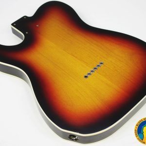 All Parts - TBF-3SBB Tele Body - 3-Tone Sunburst back of alder body angled