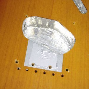 All Parts - TBF-3SBB Tele Body - 3-Tone Sunburst shielding and insert for bridge pickup cavity