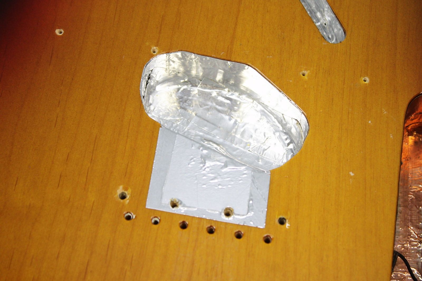 All Parts - TBF-3SBB Tele Body - 3-Tone Sunburst shielding and insert for bridge pickup cavity