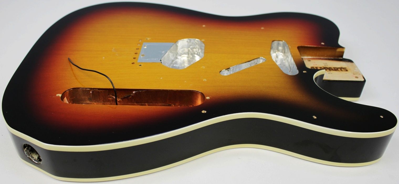 All Parts - TBF-3SBB Tele Body - 3-Tone Sunburst side shot
