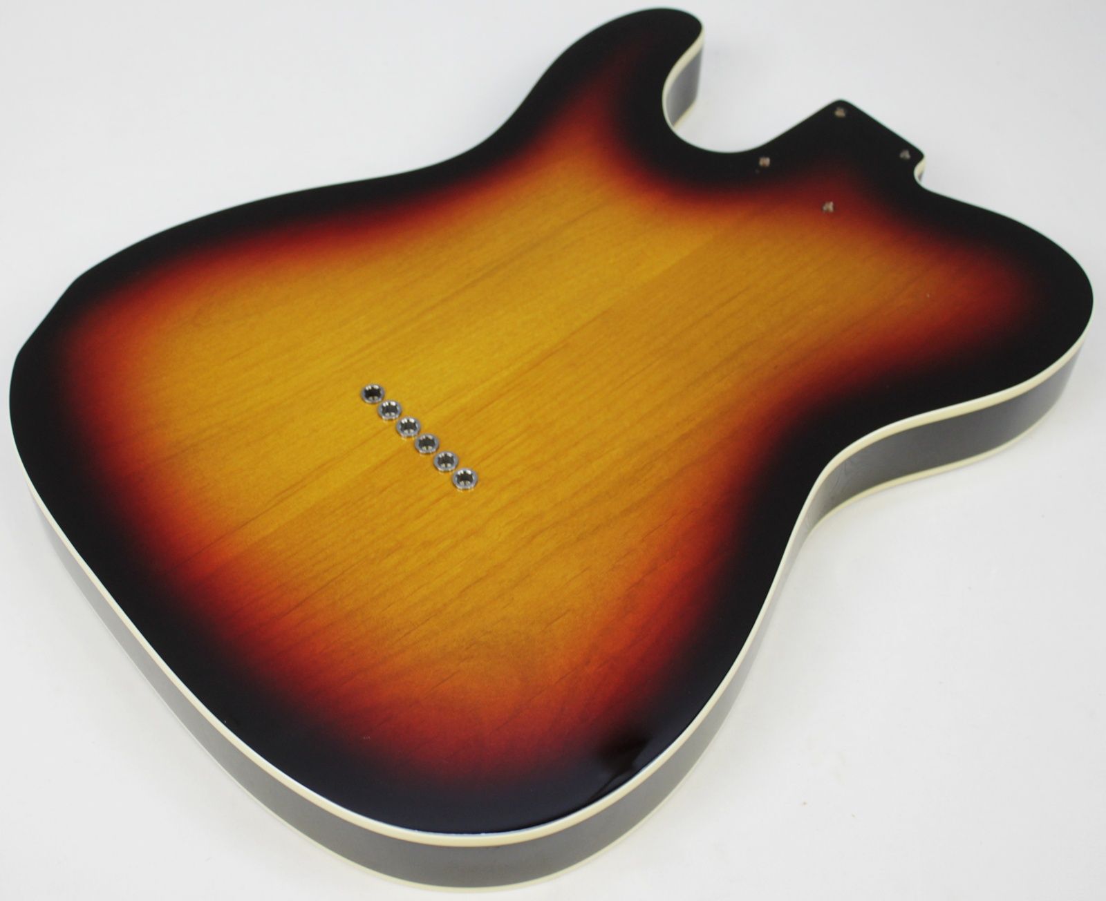 All Parts - TBF-3SBB Tele Body - 3-Tone Sunburst back of body angled again