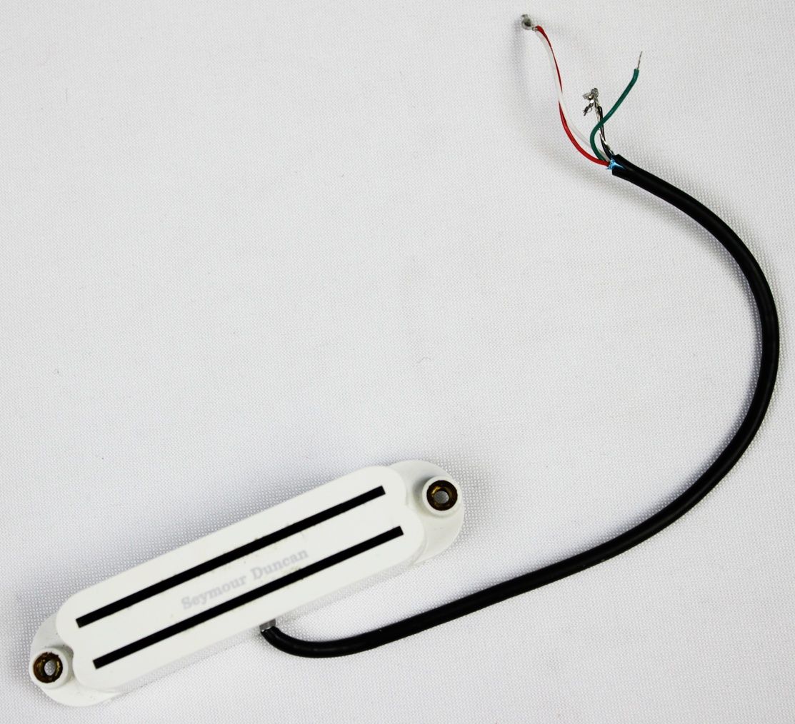 Seymour Duncan SHR-1b Hot Rails Strat Bridge Pickup - White angled all