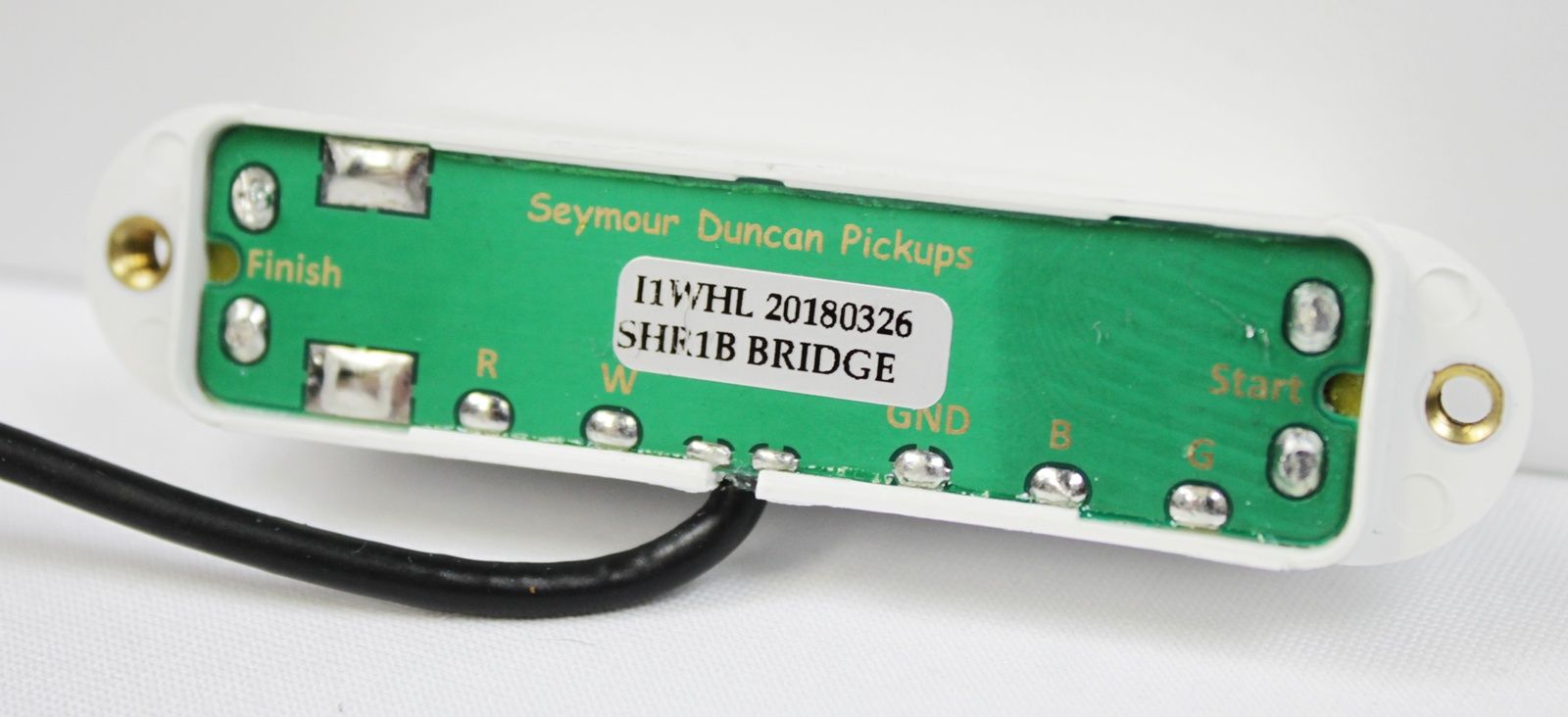 Seymour Duncan SHR-1b Hot Rails Strat Bridge Pickup - White back angled