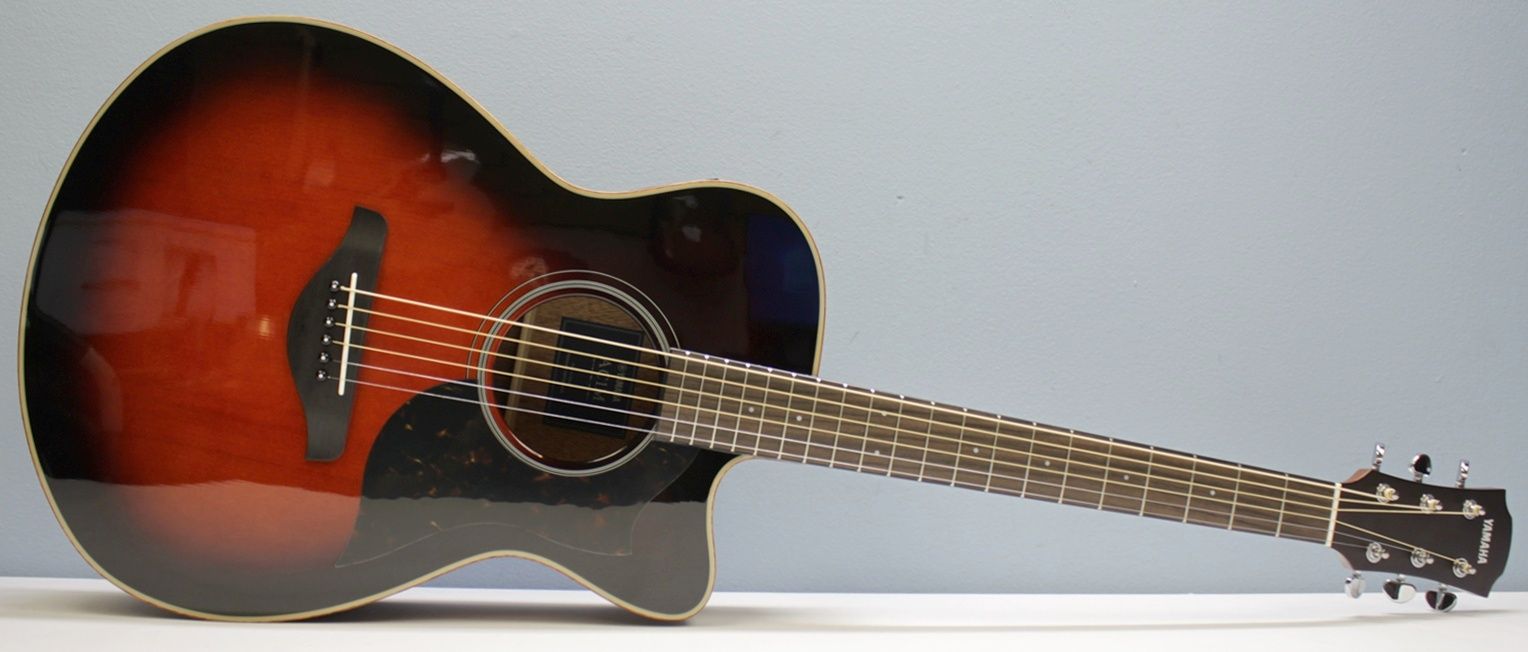 Yamaha AC1M-TBS Solid Sitka Spruce/Mahogany Concert Cutaway with Electronics - Tobacco Brown Sunburst tilted