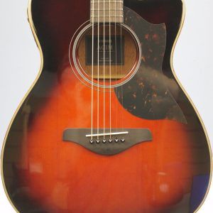 Yamaha AC1M-TBS Solid Sitka Spruce/Mahogany Concert Cutaway with Electronics - Tobacco Brown Sunburst front of body dead on
