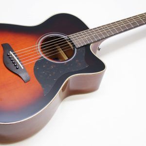 Yamaha AC1M-TBS Solid Sitka Spruce/Mahogany Concert Cutaway with Electronics - Tobacco Brown Sunburst front of the whole guitar