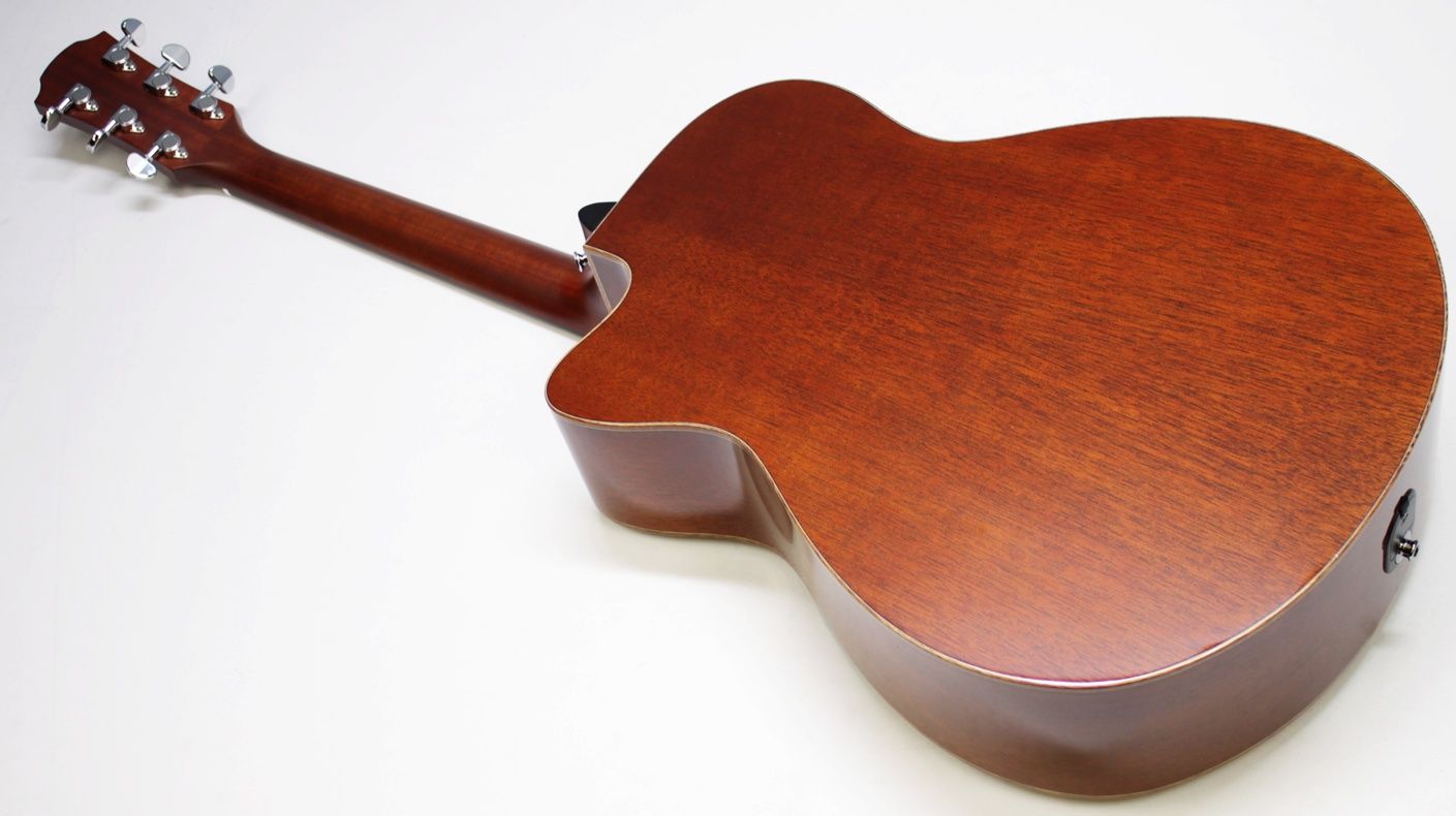 Yamaha AC1M-TBS Solid Sitka Spruce/Mahogany Concert Cutaway with Electronics - Tobacco Brown Sunburst back of guitar angled