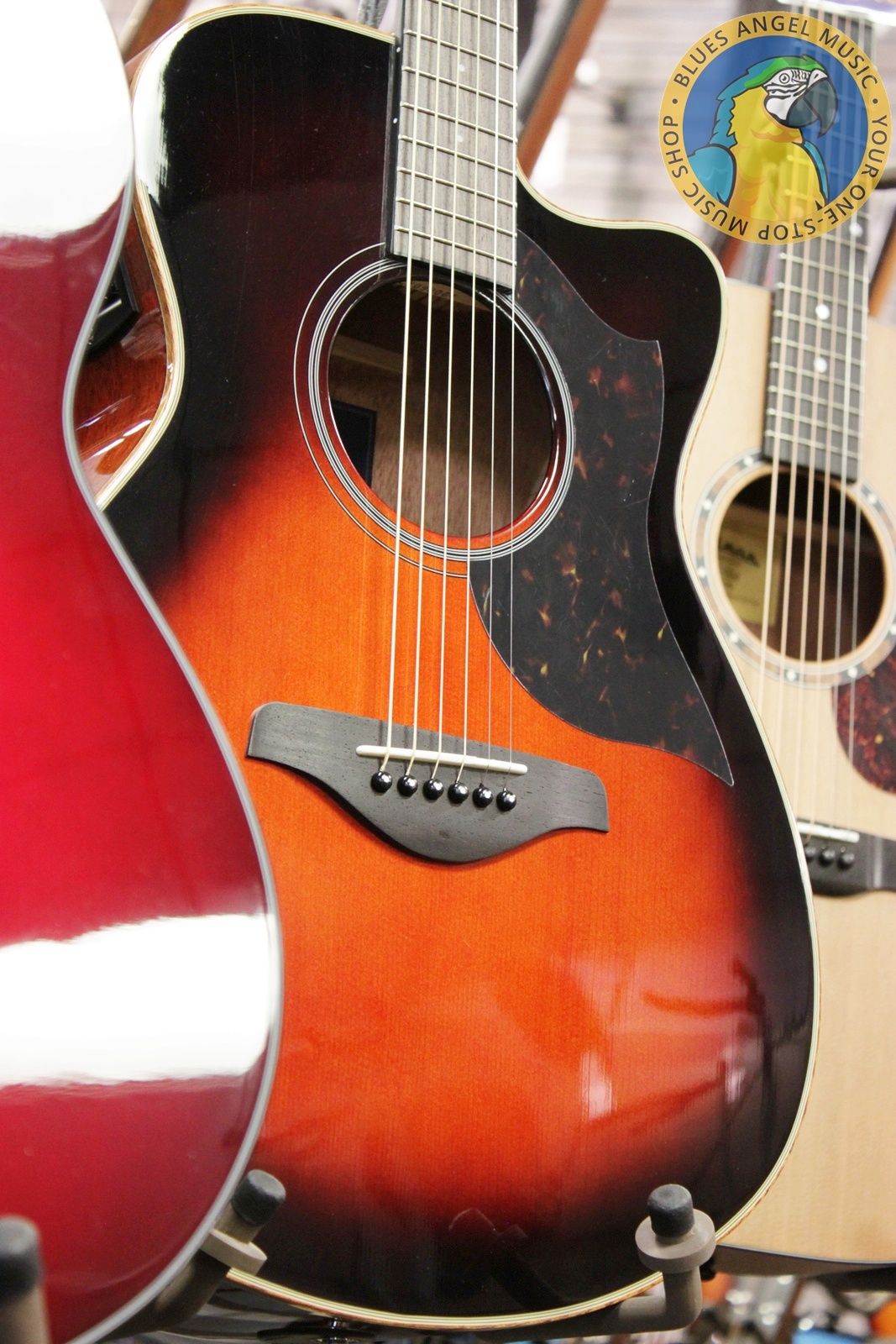 Yamaha AC1M-TBS Solid Sitka Spruce/Mahogany Concert Cutaway with Electronics - Tobacco Brown Sunburst - Image 21