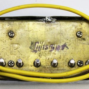 Gibson, Gibson USA, Gibson humbucker, Gibson bridge pickup, nickel humbucker, bridge pickup, humbucker pickup, electric guitar pickup, nickel pickup cover, passive pickup, replacement pickup, guitar electronics, Gibson replacement part, bridge position pickup, nickel finish pickup back front facing