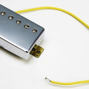 Gibson, Gibson USA, Gibson humbucker, Gibson bridge pickup, nickel humbucker, bridge pickup, humbucker pickup, electric guitar pickup, nickel pickup cover, passive pickup, replacement pickup, guitar electronics, Gibson replacement part, bridge position pickup, nickel finish pickup entire pickup with plenty of lead wire remaining