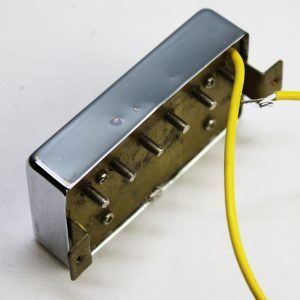 Gibson, Gibson USA, Gibson humbucker, Gibson bridge pickup, nickel humbucker, bridge pickup, humbucker pickup, electric guitar pickup, nickel pickup cover, passive pickup, replacement pickup, guitar electronics, Gibson replacement part, bridge position pickup, nickel finish pickup back angled 2