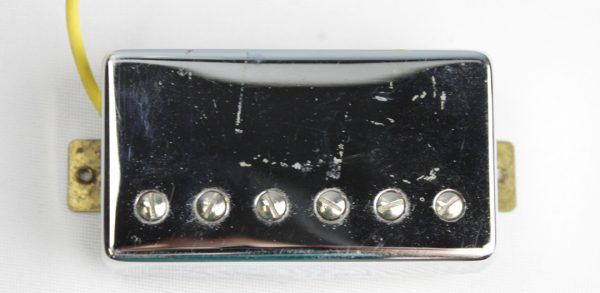 Gibson, Gibson USA, Gibson humbucker, Gibson bridge pickup, nickel humbucker, bridge pickup, humbucker pickup, electric guitar pickup, nickel pickup cover, passive pickup, replacement pickup, guitar electronics, Gibson replacement part, bridge position pickup, nickel finish pickup front facing