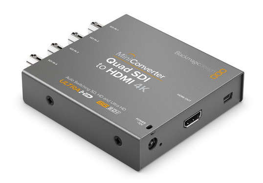 Blackmagic Design, Mini Converter, Quad SDI to HDMI, 4K video converter, SDI to HDMI converter, quad link SDI, Ultra HD converter, broadcast video converter, professional video gear, HDMI output converter, SDI input device, video signal converter, live production equipment, rackmount converter, Blackmagic Mini Converter Quad SDI, multi-view converter, video monitoring solution, 4K workflow, UHD converter, studio equipment