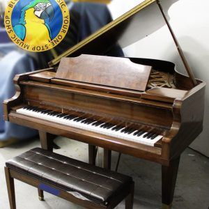 Kimball 582H, Kimball grand piano, 5'8" grand piano, Kimball 582H 1987, walnut grand piano, baby grand piano walnut, Kimball piano vintage, acoustic grand piano, polished walnut piano, classic grand piano, 1980s Kimball piano, Kimball baby grand, grand piano 5 foot 8 inch, traditional wood finish piano, home grand piano, studio grand piano, American made piano, Kimball furniture finish piano
