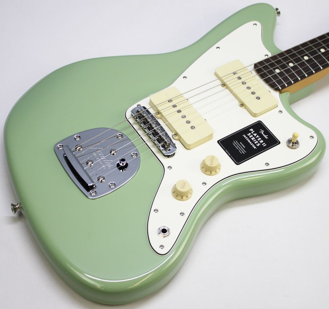Fender Player II Jazzmaster, Fender Jazzmaster 2024, Fender Player II series, Jazzmaster electric guitar, Birch Green Jazzmaster, offset body guitar, Fender electric guitar, 2024 Fender Jazzmaster, modern Jazzmaster, alternative rock guitar, indie guitar, surf rock guitar, dual single coil pickups, tremolo system guitar, Fender offset guitar, maple neck Jazzmaster, rosewood fingerboard Jazzmaster, versatile electric guitar, stage ready guitar, studio guitar, classic Fender style, contemporary Fender guitar