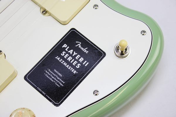 Fender Player II Jazzmaster, Fender Jazzmaster 2024, Fender Player II series, Jazzmaster electric guitar, Birch Green Jazzmaster, offset body guitar, Fender electric guitar, 2024 Fender Jazzmaster, modern Jazzmaster, alternative rock guitar, indie guitar, surf rock guitar, dual single coil pickups, tremolo system guitar, Fender offset guitar, maple neck Jazzmaster, rosewood fingerboard Jazzmaster, versatile electric guitar, stage ready guitar, studio guitar, classic Fender style, contemporary Fender guitar