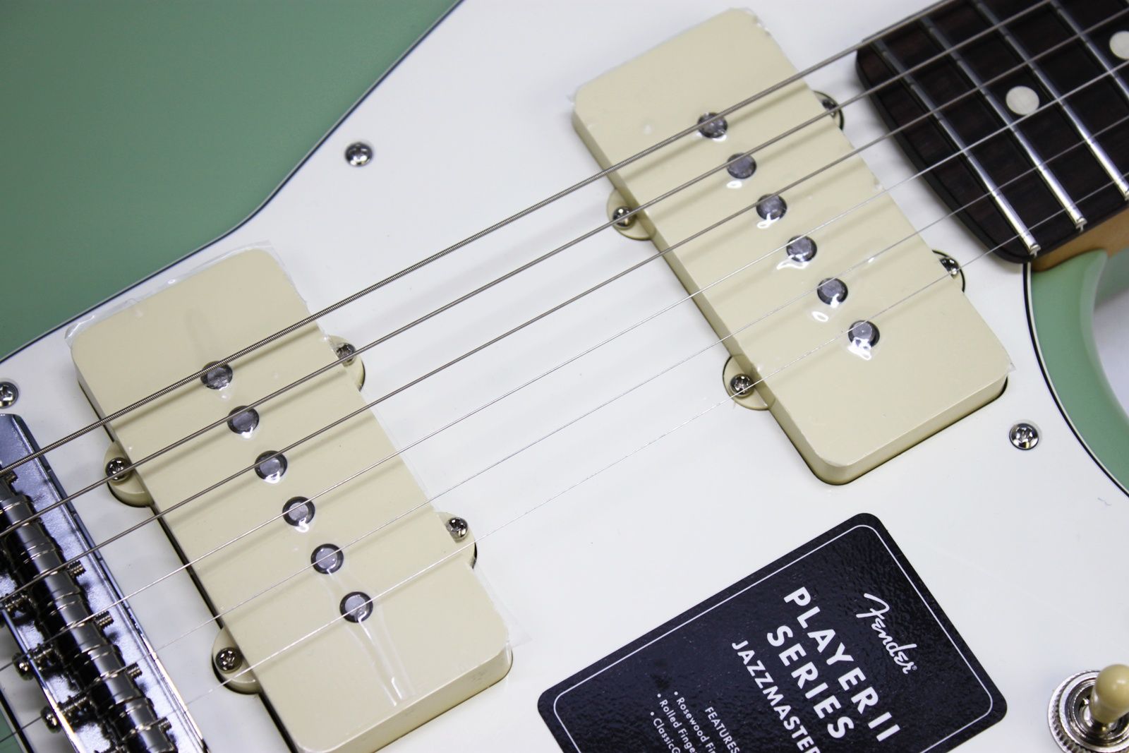 Fender Player II Jazzmaster, Fender Jazzmaster 2024, Fender Player II series, Jazzmaster electric guitar, Birch Green Jazzmaster, offset body guitar, Fender electric guitar, 2024 Fender Jazzmaster, modern Jazzmaster, alternative rock guitar, indie guitar, surf rock guitar, dual single coil pickups, tremolo system guitar, Fender offset guitar, maple neck Jazzmaster, rosewood fingerboard Jazzmaster, versatile electric guitar, stage ready guitar, studio guitar, classic Fender style, contemporary Fender guitar