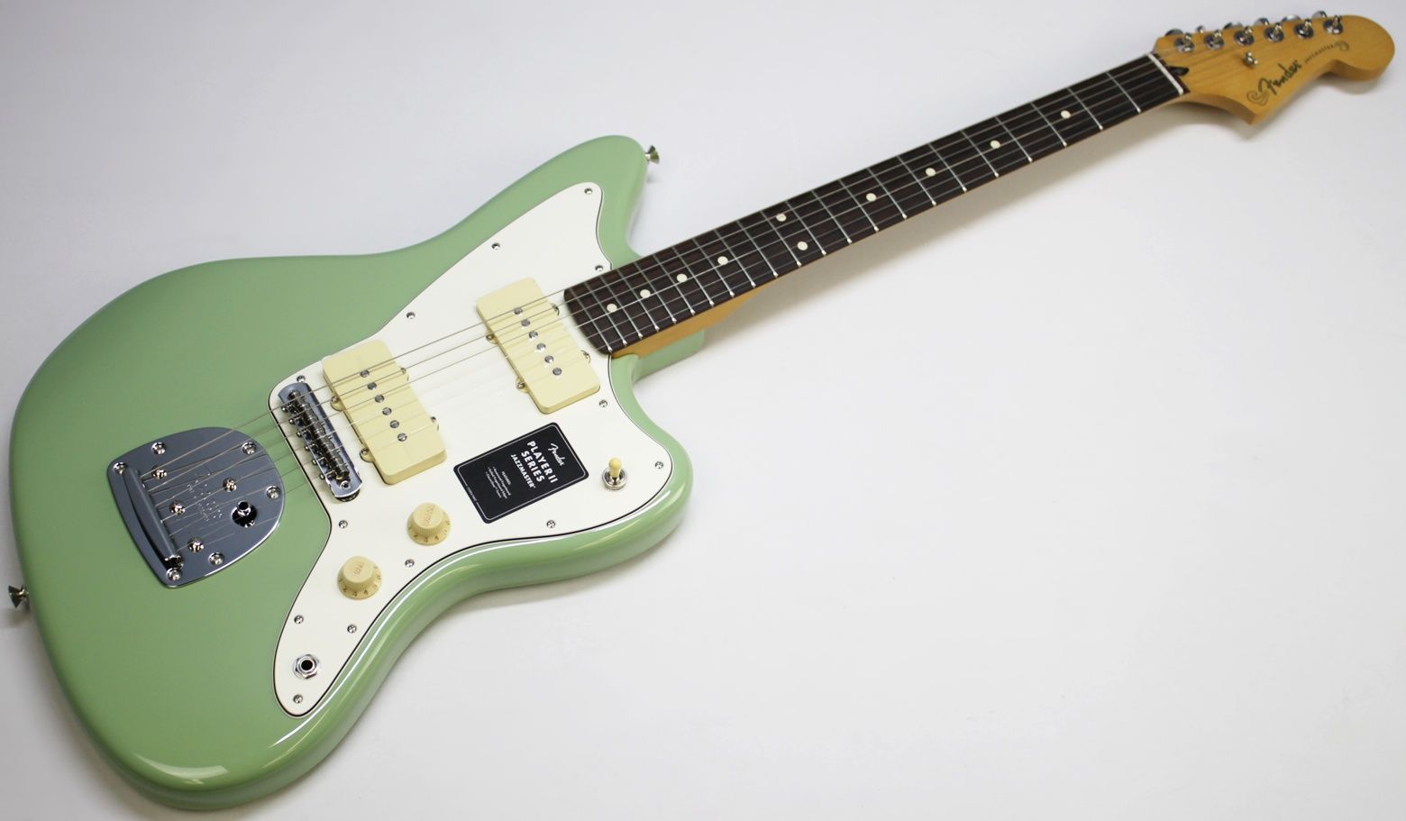Fender Player II Jazzmaster, Fender Jazzmaster 2024, Fender Player II series, Jazzmaster electric guitar, Birch Green Jazzmaster, offset body guitar, Fender electric guitar, 2024 Fender Jazzmaster, modern Jazzmaster, alternative rock guitar, indie guitar, surf rock guitar, dual single coil pickups, tremolo system guitar, Fender offset guitar, maple neck Jazzmaster, rosewood fingerboard Jazzmaster, versatile electric guitar, stage ready guitar, studio guitar, classic Fender style, contemporary Fender guitar