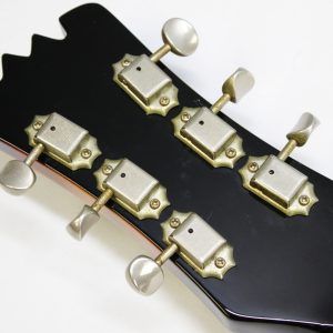 Mosrite, Ventures Model, Mk I, Fillmore, early 2000s, Sunburst, upgraded electronics, upgraded tremolo arm, vintage style guitar, offset electric guitar, surf rock guitar, collectible guitar, rare Mosrite, Japanese guitar, retro guitar, tremolo bridge, bolt-on neck, dual pickup guitar, classic sunburst finish, vintage inspired, player grade guitar, modded Mosrite, Ventures guitar, surf music, electric guitar, preowned guitar, stage ready guitar