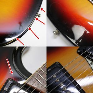 Mosrite, Ventures Model, Mk I, Fillmore, early 2000s, Sunburst, upgraded electronics, upgraded tremolo arm, vintage style guitar, offset electric guitar, surf rock guitar, collectible guitar, rare Mosrite, Japanese guitar, retro guitar, tremolo bridge, bolt-on neck, dual pickup guitar, classic sunburst finish, vintage inspired, player grade guitar, modded Mosrite, Ventures guitar, surf music, electric guitar, preowned guitar, stage ready guitar