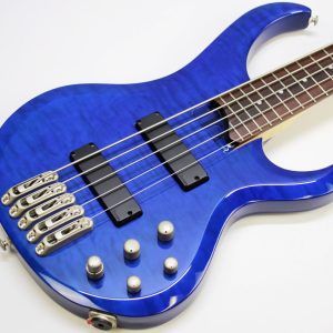 Ibanez, BTB400QM, BTB400QM-TB, Transparent Blue, 2001 Ibanez BTB400QM, 2002 Ibanez BTB400QM, Ibanez BTB bass, Ibanez bass guitar, 4-string bass, active bass, quilted maple top, basswood body, 35 inch scale, neck-through feel, BTB series, Korean made Ibanez, South Korea bass, rosewood fretboard, maple walnut neck, HH pickups, Vari-mid EQ, mono-rail bridge, blue bass guitar, transparent blue finish, extended scale bass, modern bass guitar, ergonomic bass, Ibanez Standard series, passive pickups active preamp, Gotoh tuners, BTB400QM Standard, early 2000s Ibanez bass, professional bass guitar, rock bass, metal bass, fusion bass, progressive bass