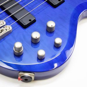 Ibanez, BTB400QM, BTB400QM-TB, Transparent Blue, 2001 Ibanez BTB400QM, 2002 Ibanez BTB400QM, Ibanez BTB bass, Ibanez bass guitar, 4-string bass, active bass, quilted maple top, basswood body, 35 inch scale, neck-through feel, BTB series, Korean made Ibanez, South Korea bass, rosewood fretboard, maple walnut neck, HH pickups, Vari-mid EQ, mono-rail bridge, blue bass guitar, transparent blue finish, extended scale bass, modern bass guitar, ergonomic bass, Ibanez Standard series, passive pickups active preamp, Gotoh tuners, BTB400QM Standard, early 2000s Ibanez bass, professional bass guitar, rock bass, metal bass, fusion bass, progressive bass