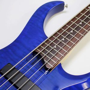 Ibanez, BTB400QM, BTB400QM-TB, Transparent Blue, 2001 Ibanez BTB400QM, 2002 Ibanez BTB400QM, Ibanez BTB bass, Ibanez bass guitar, 4-string bass, active bass, quilted maple top, basswood body, 35 inch scale, neck-through feel, BTB series, Korean made Ibanez, South Korea bass, rosewood fretboard, maple walnut neck, HH pickups, Vari-mid EQ, mono-rail bridge, blue bass guitar, transparent blue finish, extended scale bass, modern bass guitar, ergonomic bass, Ibanez Standard series, passive pickups active preamp, Gotoh tuners, BTB400QM Standard, early 2000s Ibanez bass, professional bass guitar, rock bass, metal bass, fusion bass, progressive bass