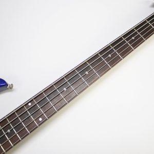 Ibanez, BTB400QM, BTB400QM-TB, Transparent Blue, 2001 Ibanez BTB400QM, 2002 Ibanez BTB400QM, Ibanez BTB bass, Ibanez bass guitar, 4-string bass, active bass, quilted maple top, basswood body, 35 inch scale, neck-through feel, BTB series, Korean made Ibanez, South Korea bass, rosewood fretboard, maple walnut neck, HH pickups, Vari-mid EQ, mono-rail bridge, blue bass guitar, transparent blue finish, extended scale bass, modern bass guitar, ergonomic bass, Ibanez Standard series, passive pickups active preamp, Gotoh tuners, BTB400QM Standard, early 2000s Ibanez bass, professional bass guitar, rock bass, metal bass, fusion bass, progressive bass