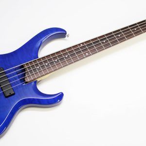 Ibanez, BTB400QM, BTB400QM-TB, Transparent Blue, 2001 Ibanez BTB400QM, 2002 Ibanez BTB400QM, Ibanez BTB bass, Ibanez bass guitar, 4-string bass, active bass, quilted maple top, basswood body, 35 inch scale, neck-through feel, BTB series, Korean made Ibanez, South Korea bass, rosewood fretboard, maple walnut neck, HH pickups, Vari-mid EQ, mono-rail bridge, blue bass guitar, transparent blue finish, extended scale bass, modern bass guitar, ergonomic bass, Ibanez Standard series, passive pickups active preamp, Gotoh tuners, BTB400QM Standard, early 2000s Ibanez bass, professional bass guitar, rock bass, metal bass, fusion bass, progressive bass