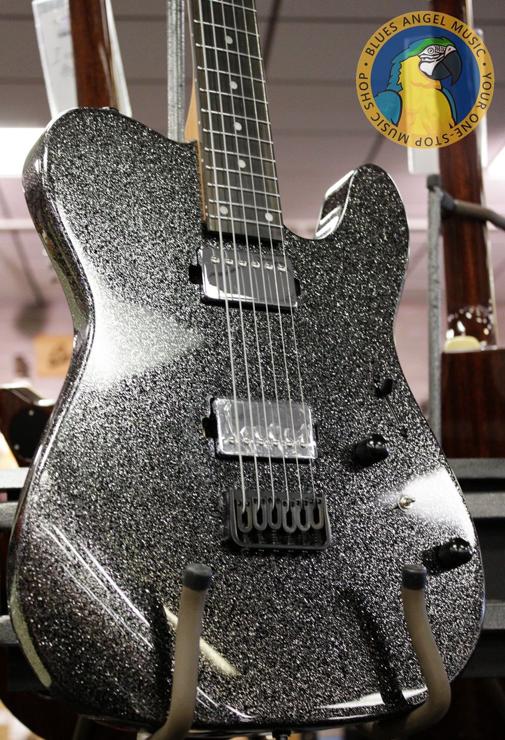Cerberus Hermes 6HT Baritone Tele, Cerberus Hermes, Hermes 6HT, baritone Telecaster, Black Sparkle, electric guitar, baritone guitar, Tele-style guitar, custom guitar, boutique guitar, offset Tele, extended scale guitar, metal guitar, modern Telecaster, black sparkle finish, 6-string baritone, high-output guitar, rock guitar, heavy music guitar, stage guitar, premium electric guitar