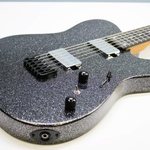 Cerberus Hermes 6HT Baritone Tele, Cerberus Hermes, Hermes 6HT, baritone Telecaster, Black Sparkle, electric guitar, baritone guitar, Tele-style guitar, custom guitar, boutique guitar, offset Tele, extended scale guitar, metal guitar, modern Telecaster, black sparkle finish, 6-string baritone, high-output guitar, rock guitar, heavy music guitar, stage guitar, premium electric guitar