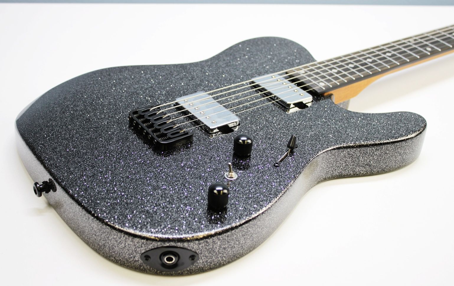 Cerberus Hermes 6HT Baritone Tele, Cerberus Hermes, Hermes 6HT, baritone Telecaster, Black Sparkle, electric guitar, baritone guitar, Tele-style guitar, custom guitar, boutique guitar, offset Tele, extended scale guitar, metal guitar, modern Telecaster, black sparkle finish, 6-string baritone, high-output guitar, rock guitar, heavy music guitar, stage guitar, premium electric guitar