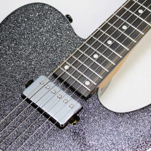 Cerberus Hermes 6HT Baritone Tele, Cerberus Hermes, Hermes 6HT, baritone Telecaster, Black Sparkle, electric guitar, baritone guitar, Tele-style guitar, custom guitar, boutique guitar, offset Tele, extended scale guitar, metal guitar, modern Telecaster, black sparkle finish, 6-string baritone, high-output guitar, rock guitar, heavy music guitar, stage guitar, premium electric guitar