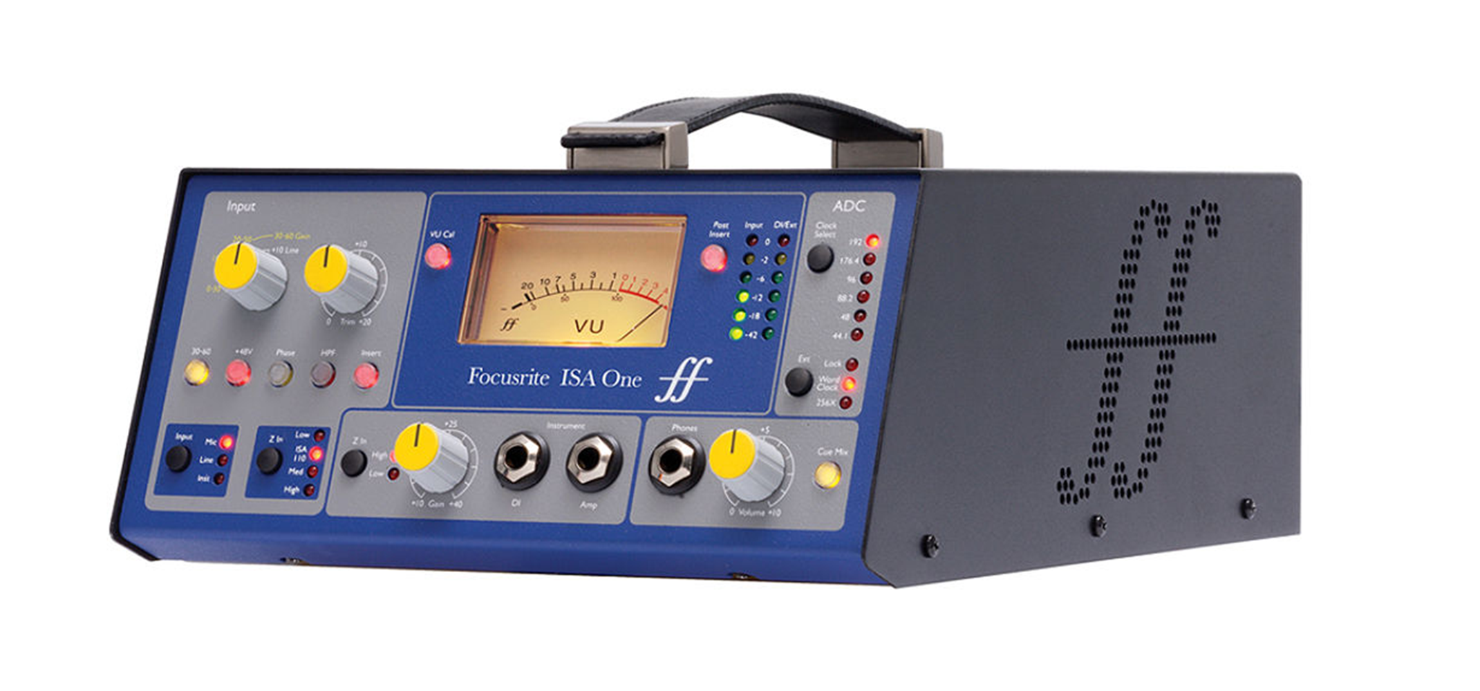 Focusrite ISA One, ISA One, Focusrite, microphone preamp, mic preamp, analogue preamp, analog preamp, studio preamp, recording preamp, transformer preamp, Lundahl transformer, DI box, direct input, instrument preamp, vocal preamp, guitar recording, bass recording, studio recording, home studio, rackmount preamp, professional audio, pro audio, recording equipment, microphone amplifier, classic preamp, Focusrite preamplifier, ISA series, standalone preamp, open box, audio production, music production, studio gear, recording gear, microphone input, line input, high gain preamp, phantom power, XLR preamp, studio microphone preamp