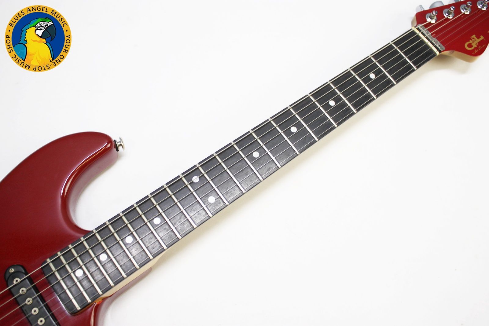 G&L Invader, G&L Invader 1986, 1986 G&L Invader, G&L Guitar, Vintage G&L, Vintage G&L Guitar, 1986 Electric Guitar, Vintage Electric Guitar, Red G&L, Red Electric Guitar, Candy Apple Red, Leo Fender, Leo Fender G&L, G&L USA, Made in USA, USA Electric Guitar, 1980s G&L, 80s Electric Guitar, G&L Invader Red, G&L Invader Vintage, Super Strat, HSS Guitar, Vintage Super Strat, G&L Tremolo, Ebony Fretboard, Gigbag Included