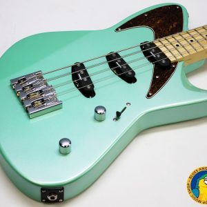 Retronix R-800B, Retronix R800B, Retronix Bass, 2013 Retronix, Seafoam Green Bass, Seafoam Green, Electric Bass, Vintage Style Bass, Retro Bass, 4 String Bass, Maple Neck, Maple Fretboard, Passive Pickups, Triple Pickup Bass, 3 Pickup Bass, Solid Body Bass, Original Case, Bass Guitar, Used Bass, Rare Bass, Retronix Guitar